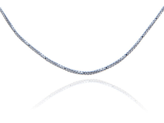 .925 Sterling Silver Men's Box Chain Link Necklace 0.97mm