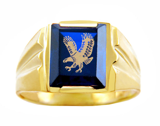 Men's Gold Rings - The Blue Stone Eagle Gold Ring
