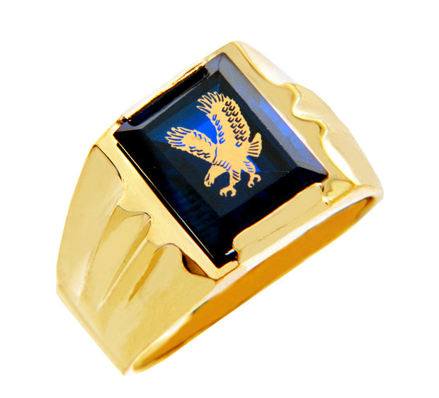 Men's Gold Rings - The Blue Stone Eagle Gold Ring