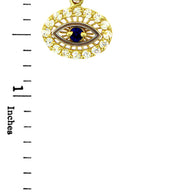 Gold Pendant - Sapphire Evil Eye With CZ in Two Tone Gold