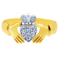 Gold Claddagh Rings - The Two Tone Gold Claddagh Ring with Diamonds