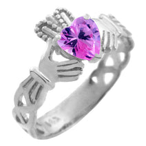 Gold Claddagh Trinity Band Birthstone Heart Ring (Available In Yellow/White Gold)