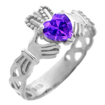 Gold Claddagh Trinity Band Birthstone Heart Ring (Available In Yellow/White Gold)