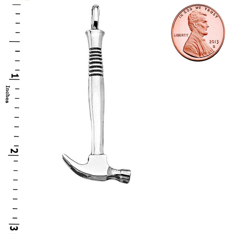 Sterling Silver Oxidized Large Hammer Pendant Necklace