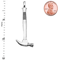Sterling Silver Oxidized Large Hammer Pendant Necklace