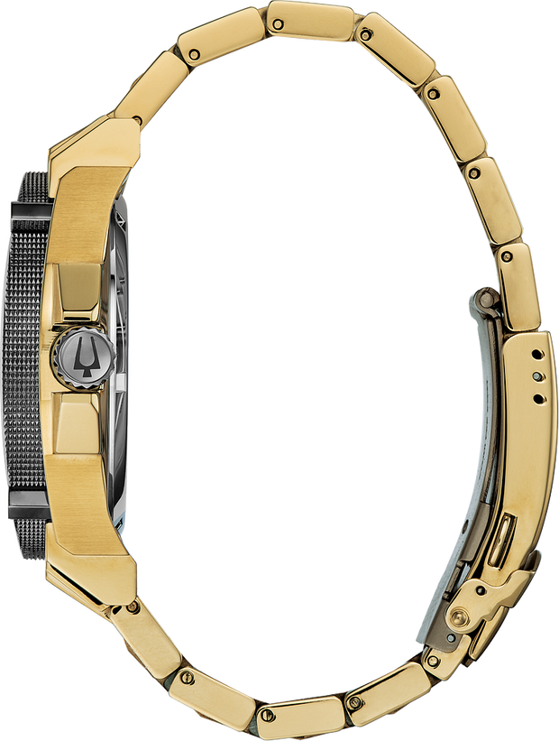 98D156 Bulova Precisionist Gold Tone Black Dial Men's Watch