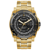 98D156 Bulova Precisionist Gold Tone Black Dial Men's Watch