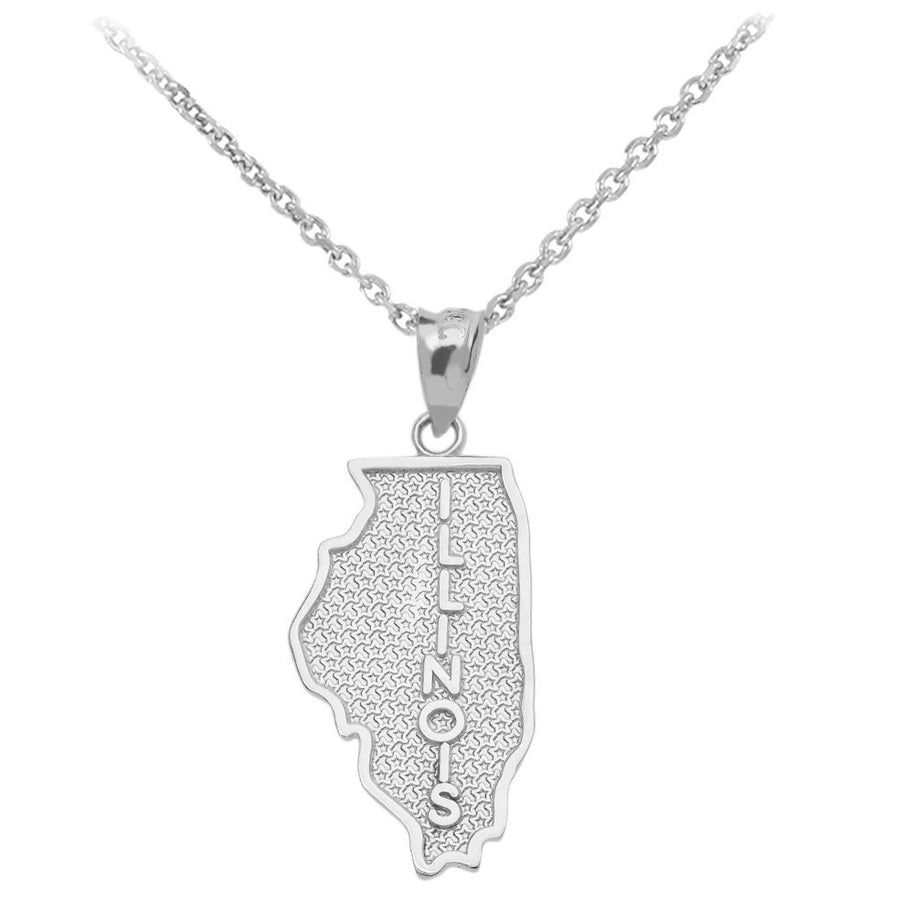 Gold Illinois State Map Pendant Necklace (Available in Yellow, Rose and White)