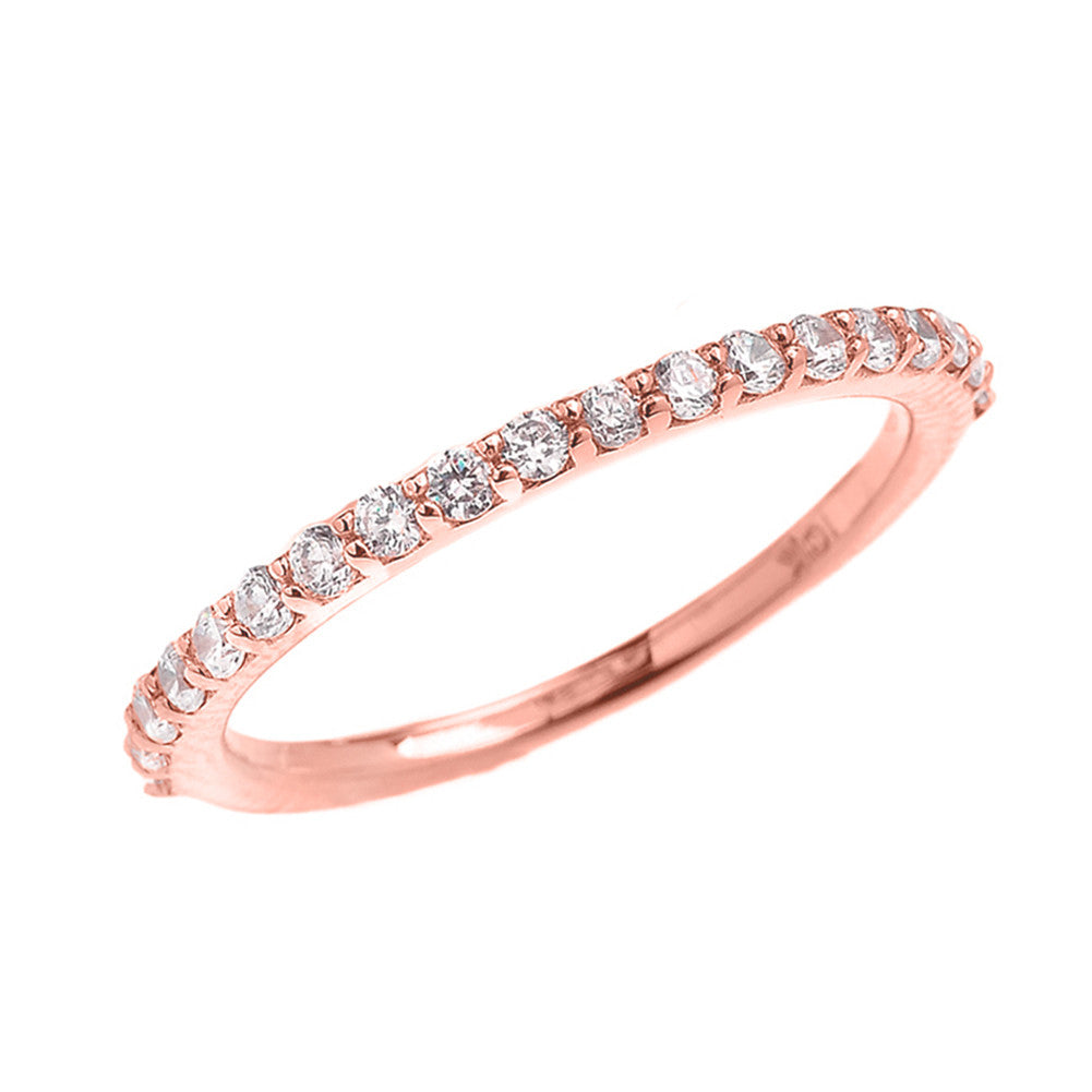 Gold Cubic Zirconia Wedding Band Ring (Available in Yellow/Rose/White Gold)