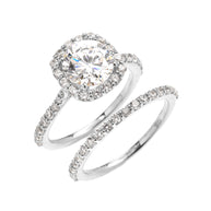 Gold 3 Carat Cubic Zirconia Halo Engagement Band Ring Set (Available in Yellow Gold, Rose Gold, White Gold)