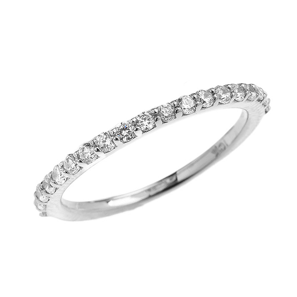 Gold Cubic Zirconia Wedding Band Ring (Available in Yellow/Rose/White Gold)