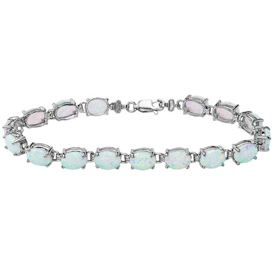 Oval Opal (8 x 6) Tennis Bracelet in Sterling Silver