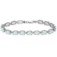 Oval Opal (8 x 6) Tennis Bracelet in Sterling Silver