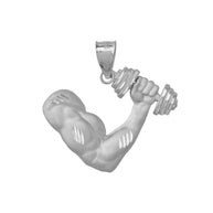 Gold Bodybuilder Gym Weightlifting Pendant Necklace (Available in Yellow/Rose/White Gold)