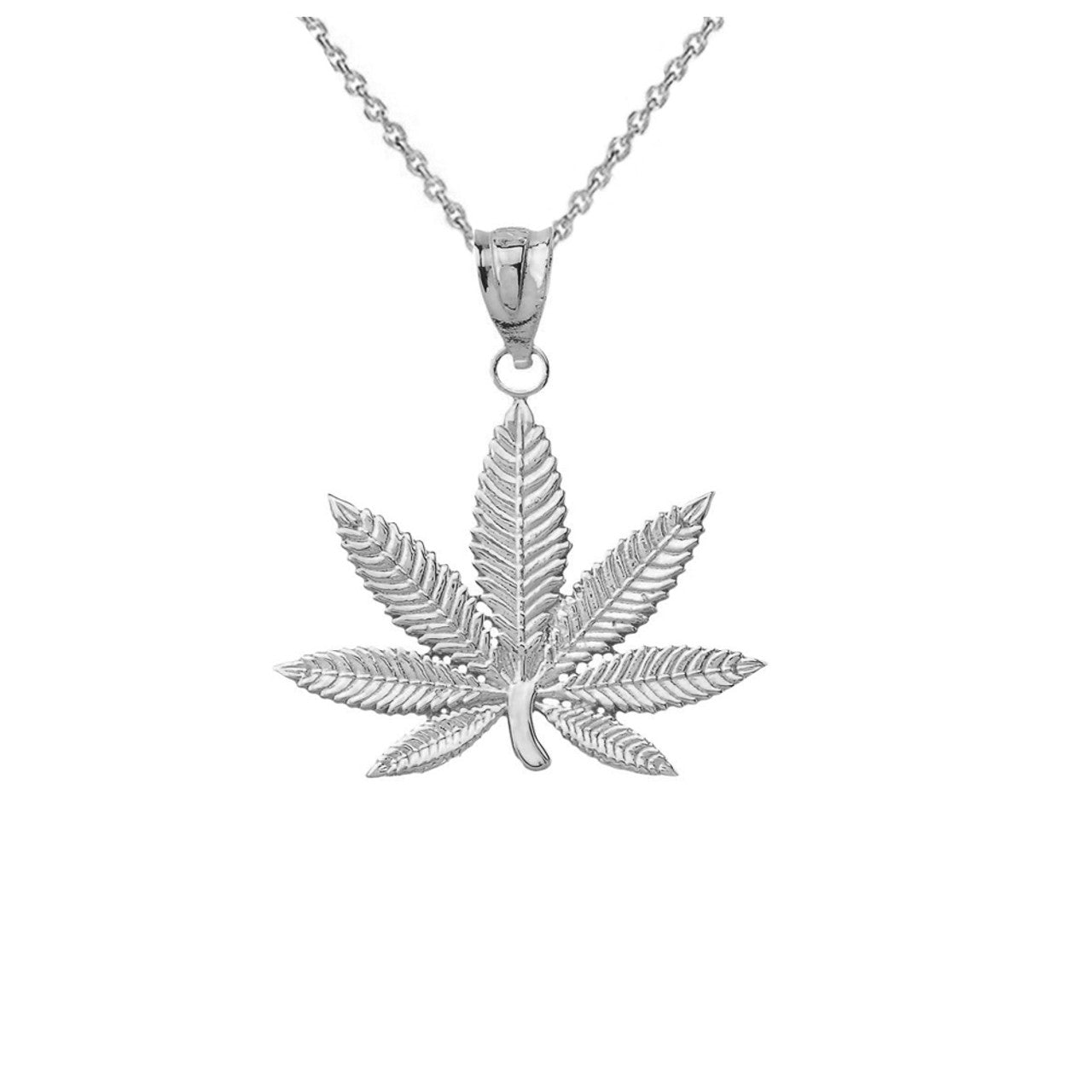 Marijuana Leaf Cannabis Pendant in Sterling Silver