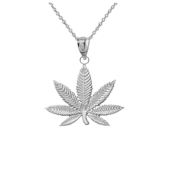 Marijuana Leaf Cannabis Pendant in Sterling Silver