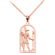 Gold Egyptian Anubis Pendant Necklace (Available in Yellow/Rose/White Gold)