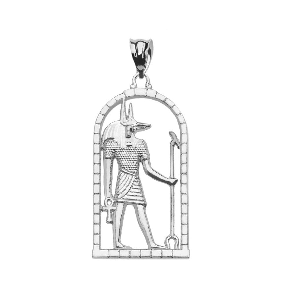 Sterling Silver Egyptian Anubis Pendant Necklace