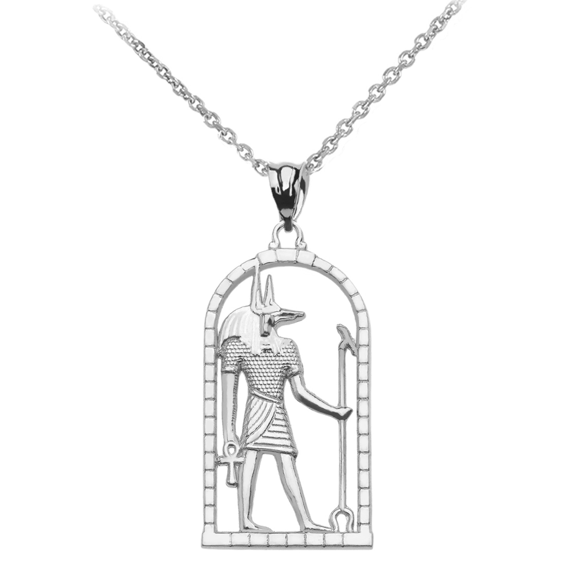 Sterling Silver Egyptian Anubis Pendant Necklace