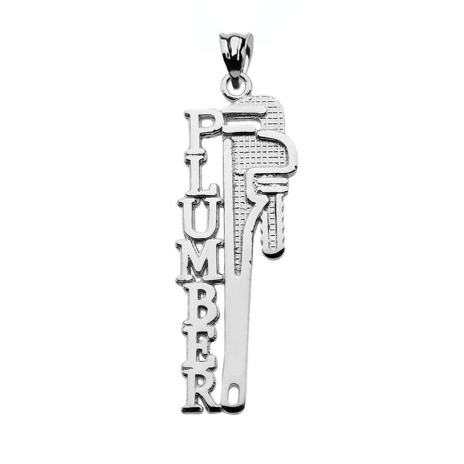 Sterling Silver Plumber Tool Wrench Pendant Necklace