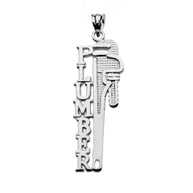 Sterling Silver Plumber Tool Wrench Pendant Necklace