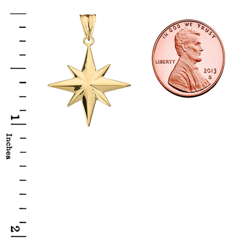 Solid Gold North Star Pendant Necklace (Available in Yellow/Rose/White Gold)