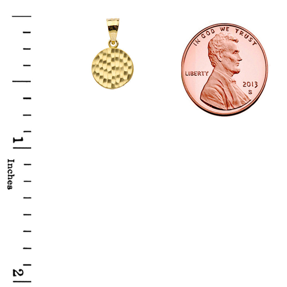 Hammered Gold Medallion Necklace (Available in Yellow Gold, Rose Gold, White Gold)