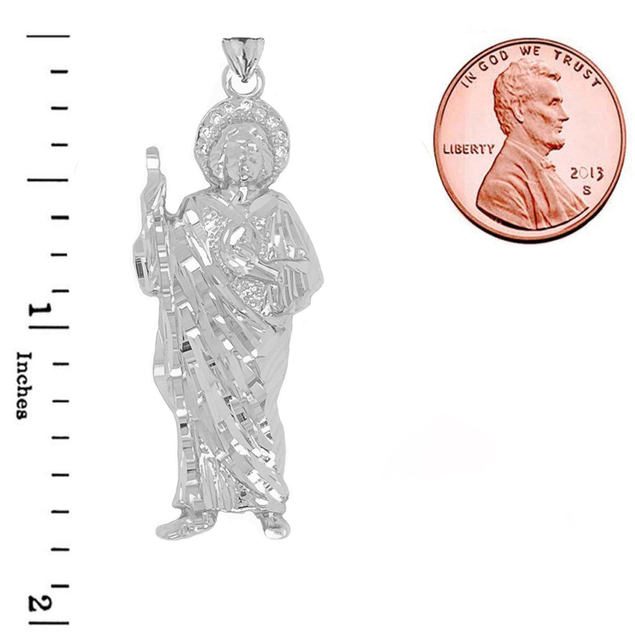 Diamond Saint Jude Pendant Necklace in Sterling Silver