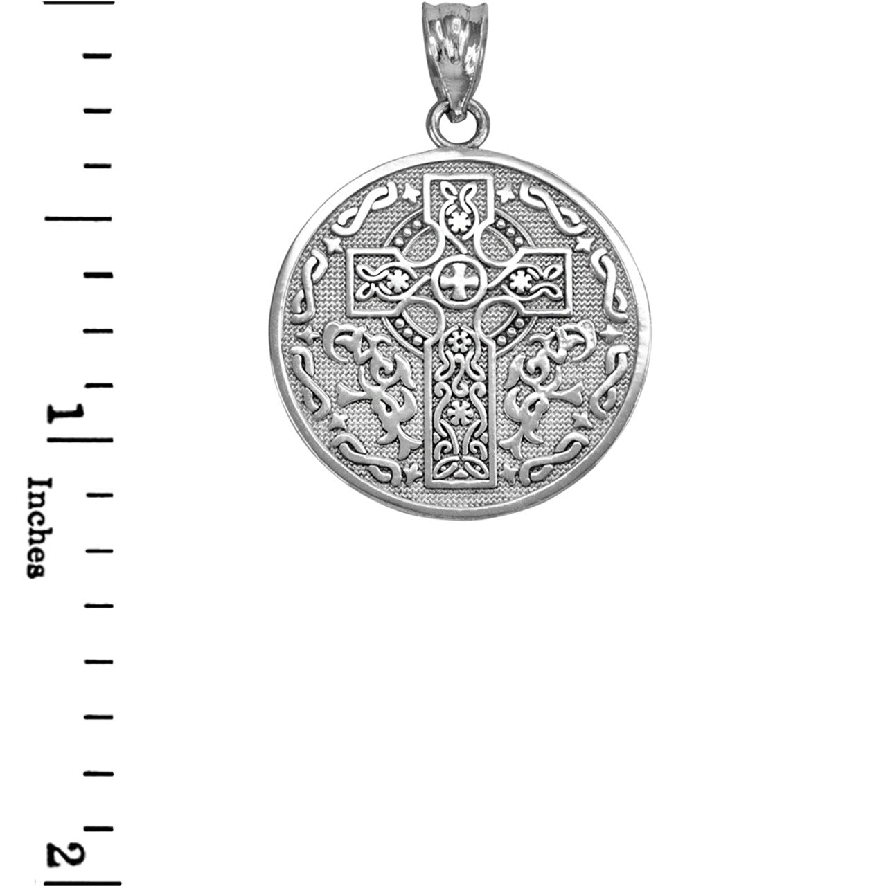 .925 Sterling Silver Celtic Cross Irish Blessing Textured Coin Medallion Pendant Necklace