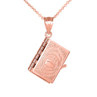Gold 3D Moveable Koran Pendant Necklace (Available in Yellow/Rose/White)