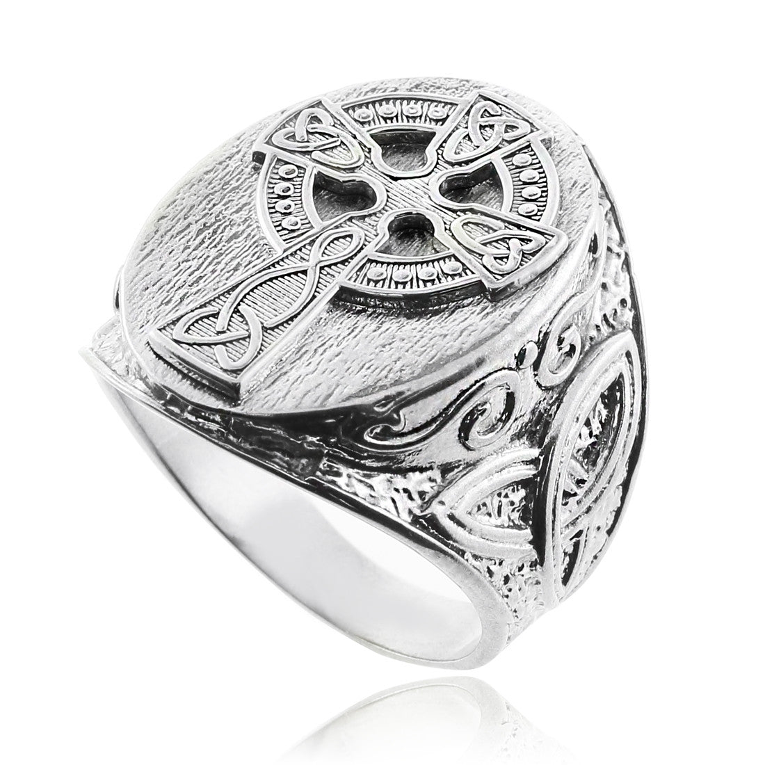 Silver Celtic Cross Trinity Knot Ring