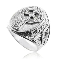 Silver Celtic Cross Trinity Knot Ring