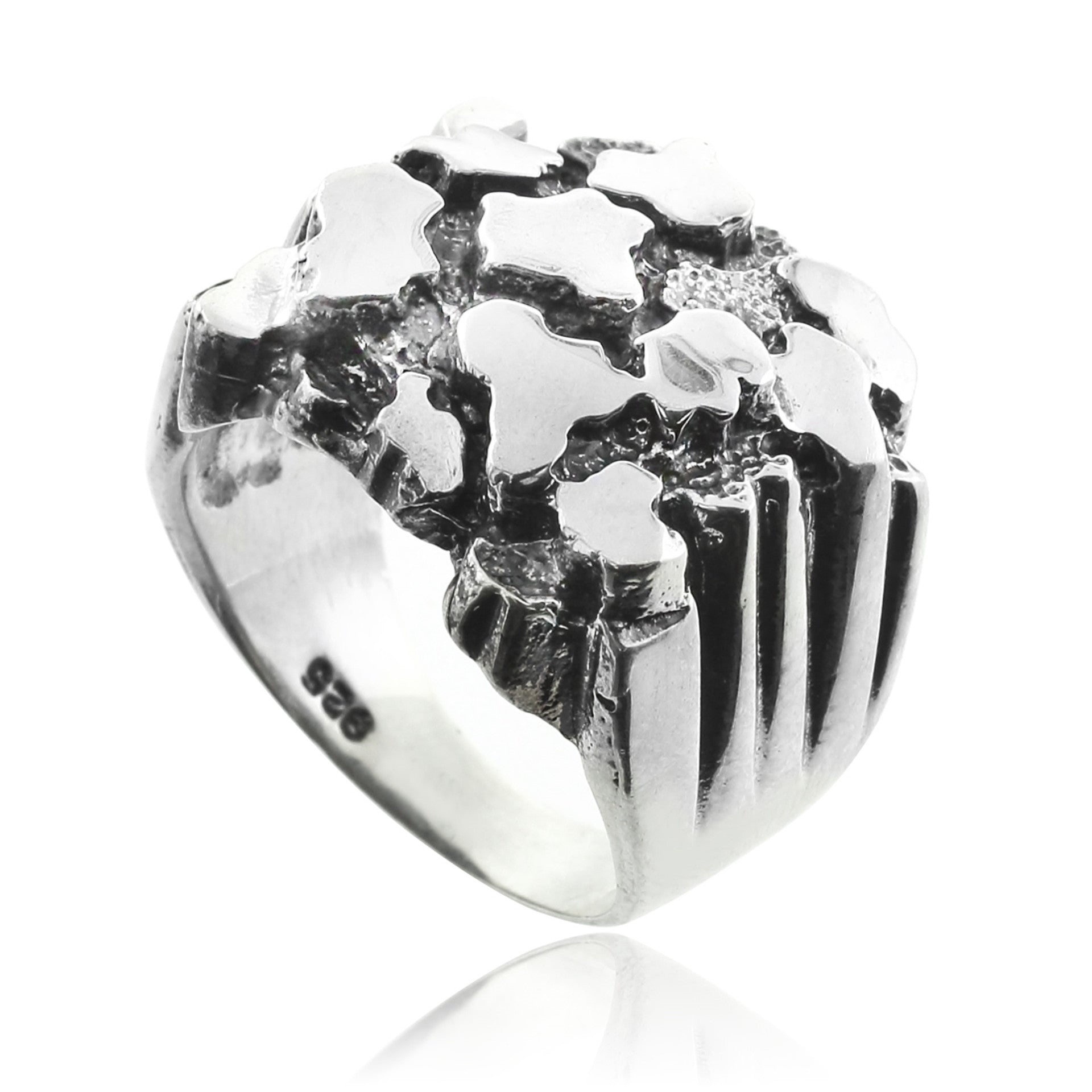 Silver Men's Nugget Ring