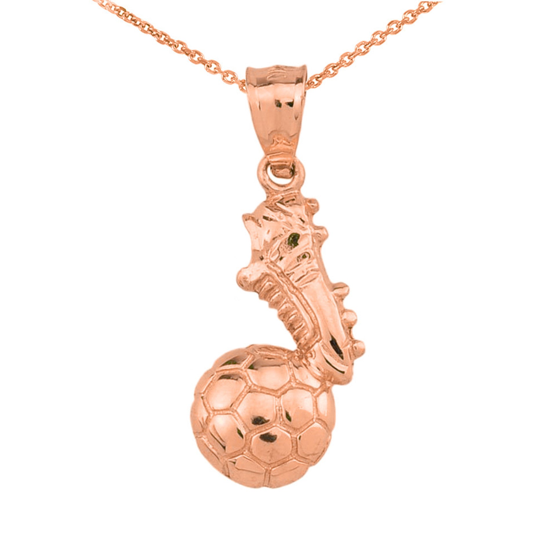 Gold Soccer Ball Cleats Shoe Fútbol Sports Pendant Necklace(Available in Yellow/Rose/White)