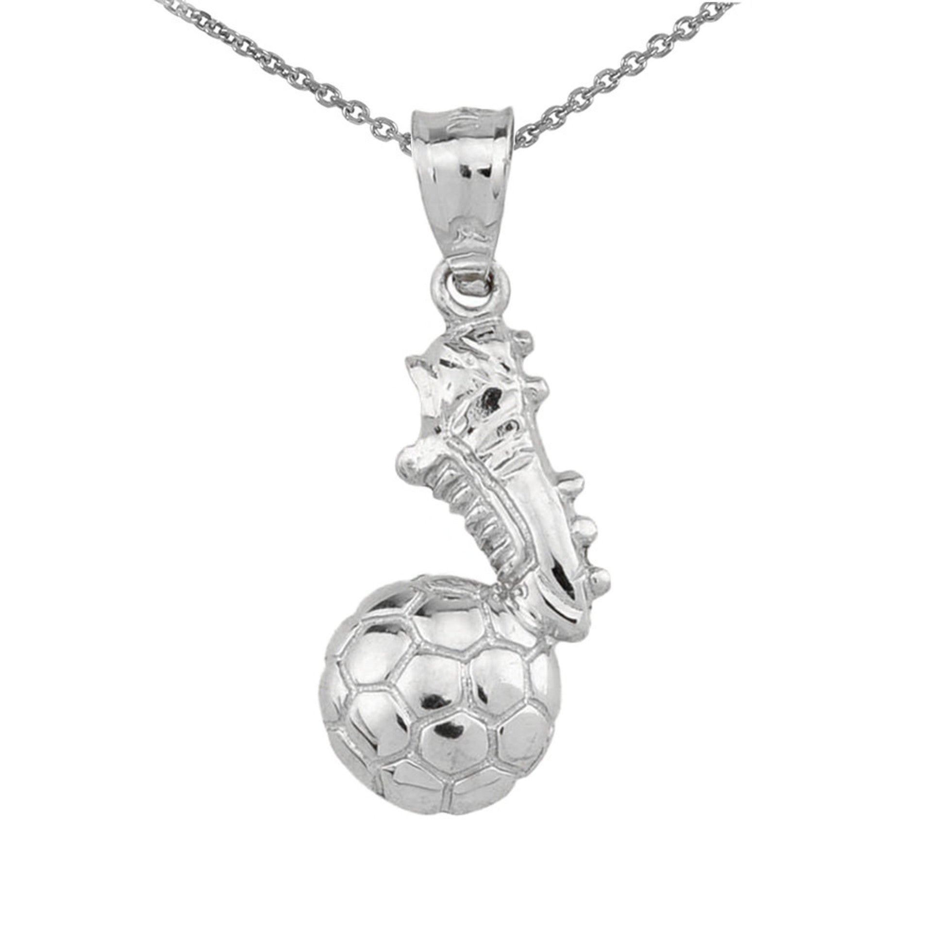 Gold Soccer Ball Cleats Shoe Fútbol Sports Pendant Necklace(Available in Yellow/Rose/White)