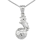 Gold Soccer Ball Cleats Shoe Fútbol Sports Pendant Necklace(Available in Yellow/Rose/White)