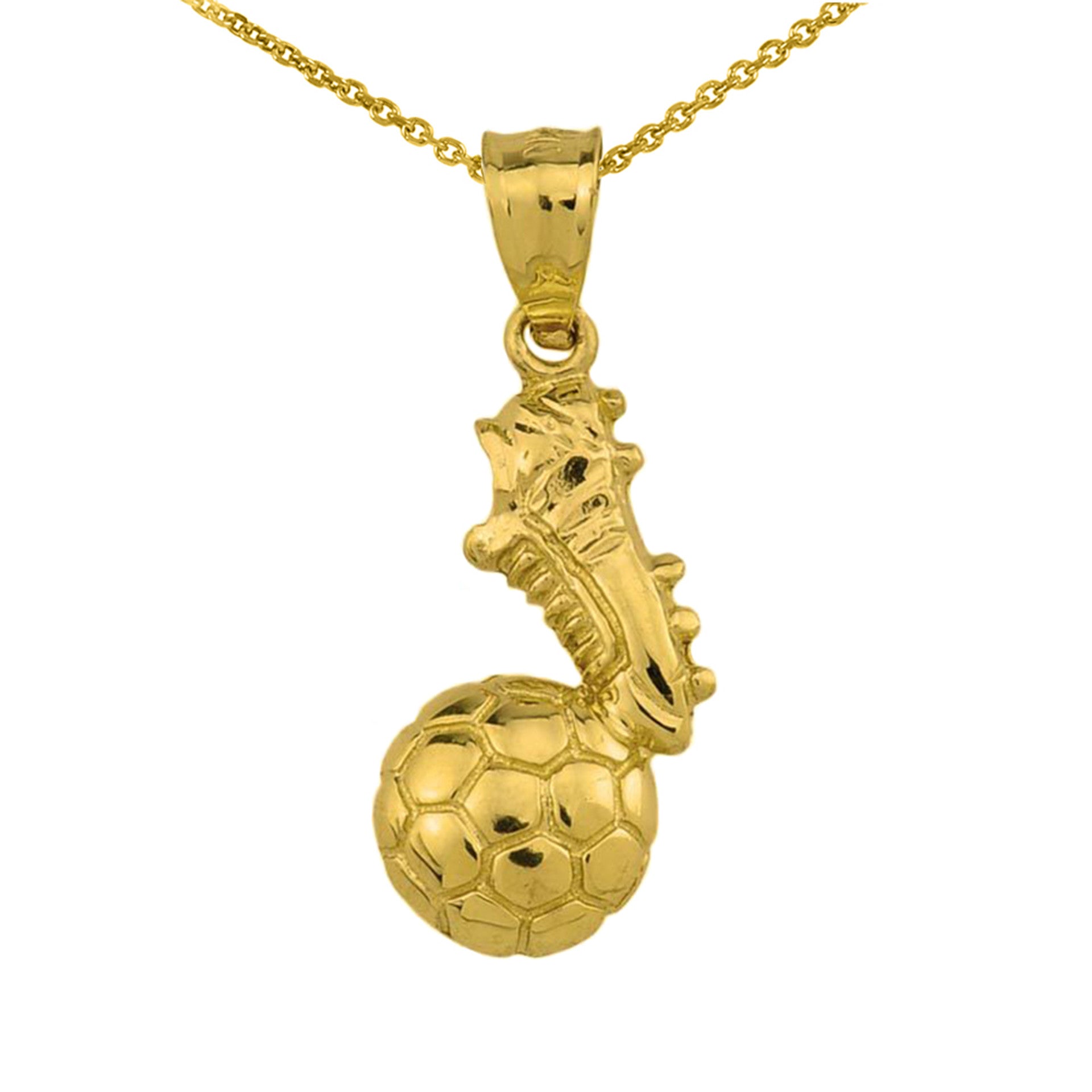 Gold Soccer Ball Cleats Shoe Fútbol Sports Pendant Necklace(Available in Yellow/Rose/White)