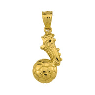 Gold Soccer Ball Cleats Shoe Fútbol Sports Pendant Necklace(Available in Yellow/Rose/White)