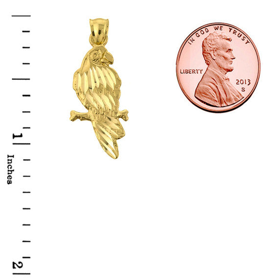 Solid Gold Parrot Pendant Necklace (Available In Yellow/Rose/White Gold)