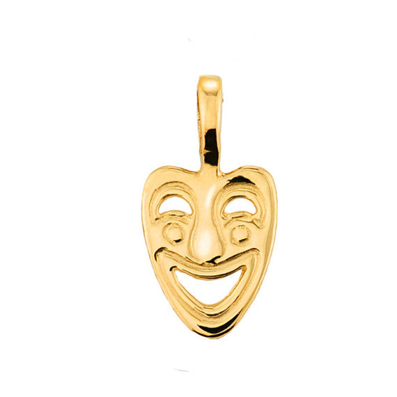Yellow Gold Comedy Mask Pendant Necklace