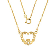 14K Gold Diamond Claddagh Pendant Necklace