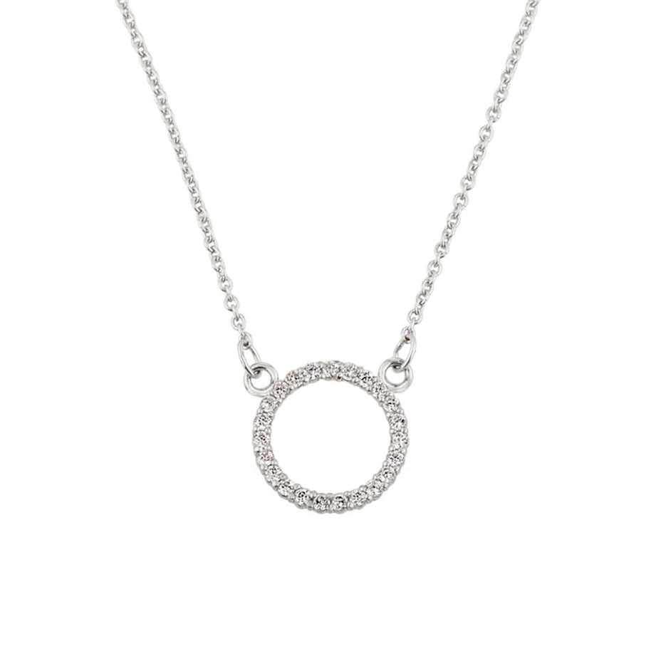 14k White Gold "Circle of Love" Diamond Necklace
