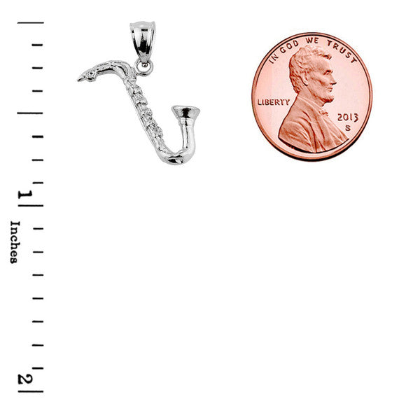 Sterling Silver Saxophone Pendant Necklace