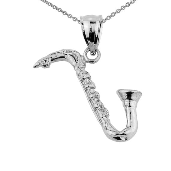 Sterling Silver Saxophone Pendant Necklace