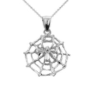 Sterling Silver Spider Web Charm Pendant Necklace