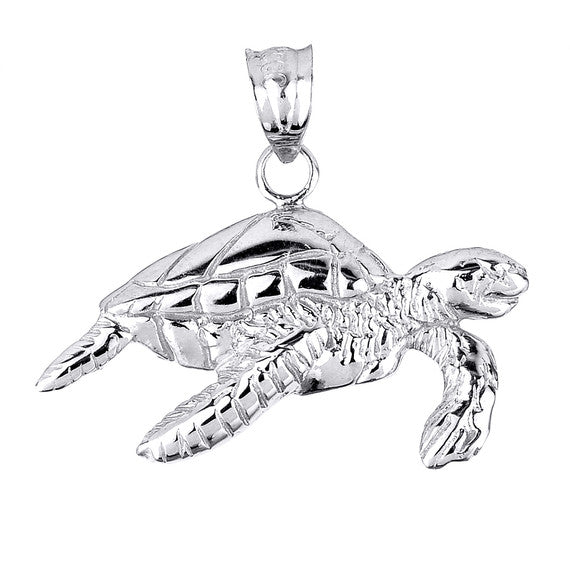 .925 Sterling Silver Sea Turtle Pendant Necklace