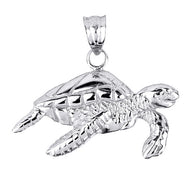 .925 Sterling Silver Sea Turtle Pendant Necklace