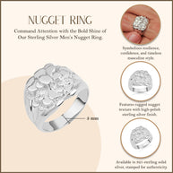 Sterling Silver Nugget Ring for Men