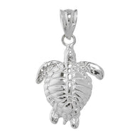 Sterling Silver Turtle Charm Pendant Necklace