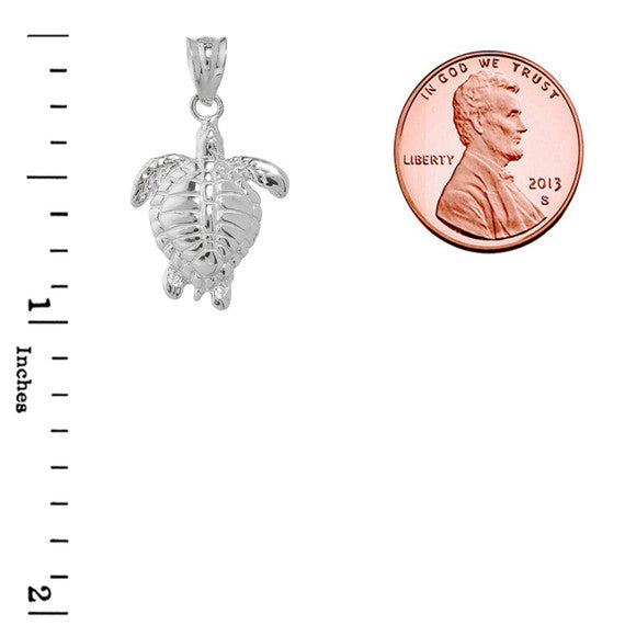 Sterling Silver Turtle Charm Pendant Necklace